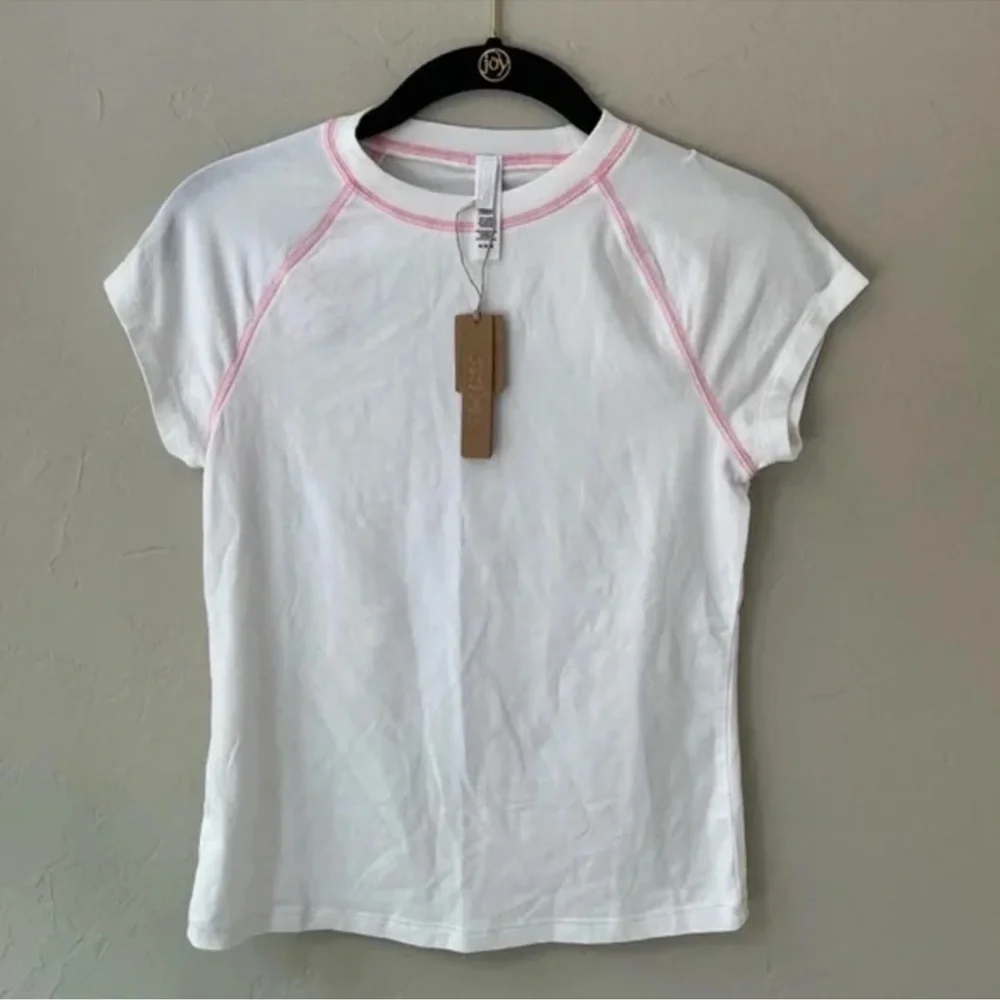 SKIMS (C4) NEW VINTAGE RAGLAN T-SHIRT SNOW (WHITE) PiNK WOMENS PLUS SIZE 4X NWT